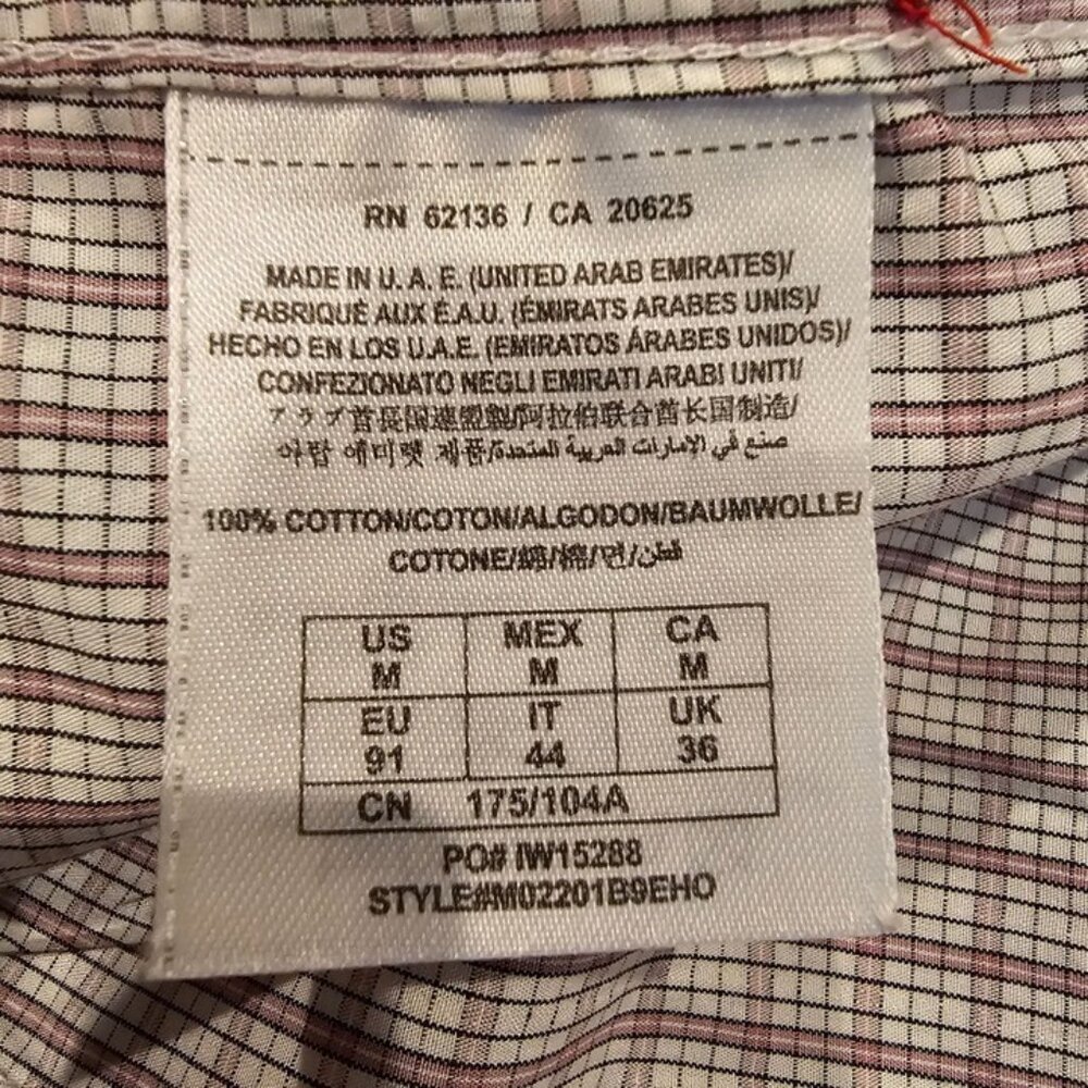 Guess Beige & Red Plaid Mens Button-Up Shirt Medium 100% Cotton Long Sleeve Clas - Picture 5 of 6